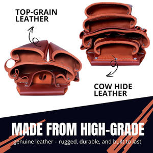 Cinturón de herramientas de cuero multifuncional y cómodo para trabajadores de la construcción, estilo personalizado con logotipo, color negro, venta al por mayor. - Product Image 3