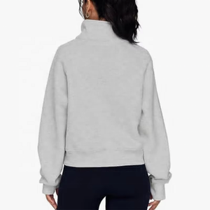 Wholesale Streetwear Women Hoodie Cotton Custom Logo Women Hoodie Turtleneck Half Zipper-Up Hoodies Breathable And Comfortable - Product Image 2