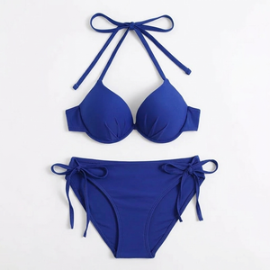 Nuevo Conjunto de Bikini de Dos Piezas de Moda de Verano, Traje de Baño para Mujer, Bikini de Tiras Sexy de Color Sólido y Ropa de Playa - Product Image 3