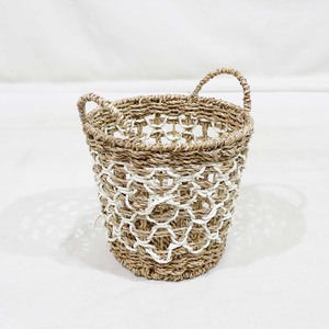 Panier et seau de rangement en jonc de mer tressé à la main avec poignées, style rustique, option suspendue pour l'organisation de la cuisine et de la salle de bain - Product Image 5