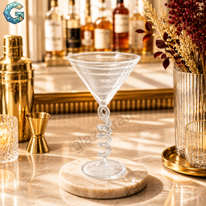 Vintage Handmade Classic Transparent Glass <b>Wine</b> <b>Goblet</b> with Long Stem Spiral Design Dishwasher Safe for Wedding Party Decor - Product Image 3