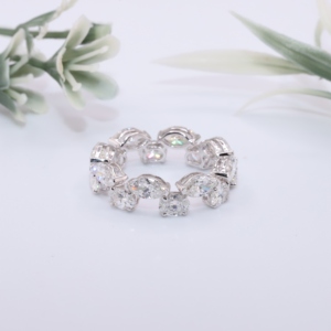Anillo de Eternidad de Oro Blanco Sólido con Diamantes Cultivados en Laboratorio en Forma de Marquise y Oval, Anillo de Boda Apilable de Múltiples Formas, Joyería Fina para Regalo - Product Image 1