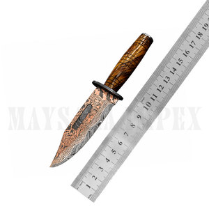 Couteau de chasse artisanal en cuivre damas avec manche en bois de burl exotique, lame fixe, couteau de survie pour le camping, OEM personnalisé - Product Image 6