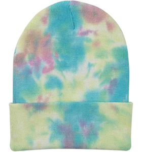 WOMEN <b>Tie</b> Dye Winter Beanies Hat Custom logo Embroidery Label Rib Beanies for <b>Men</b> Women and Kids - Product Image 1