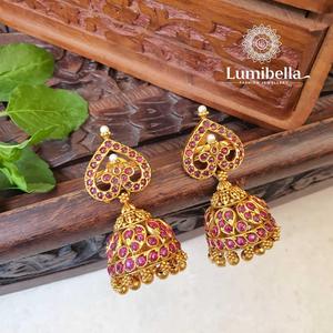Stainless Steel Pearl Diamond Jhumka Stud Earrings for Wedding and Party - Product Image 4