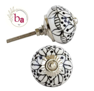 Ba Porcelain Cabinet <b>Knob</b> Round Modern Black White Design Eco-Friendly for Kitchen & Bathroom Dresser Wardrobe Furniture Handle - Product Image 1