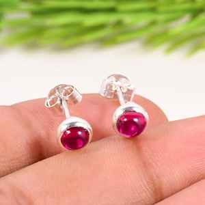 ต่างหูเงินแท้ 925 ประดับพลอยรูเบลไลต์สีชมพูทรงหลังเบี้ย งานแฮนด์เมด เครื่องประดับอัญมณีชิ้นพิเศษ - Product Image 6