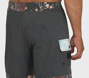 Shorts de surf athlétiques pour hommes, pour la natation et les sports de plage - Polyester/coton uni, séchage rapide, avec cordon de serrage à la taille moyenne - Product Image 5