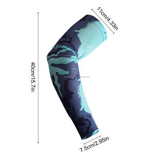 Manchons de bras pour hommes à imprimé numérique, protection UV, rafraîchissants, pour cyclisme et sports de plein air, motif bleu, en Spandex et Polyester - Product Image 6