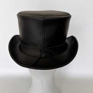 Sombrero de Copa Unisex de Cuero Negro, Estilo Casual para Fiestas, para Adultos, para las Cuatro Estaciones - Product Image 2
