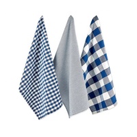 Serviettes de cuisine en coton gaufré 100% coton, bleu à carreaux, haute absorption, séchage rapide, anti-graisse, réutilisables, écologiques
