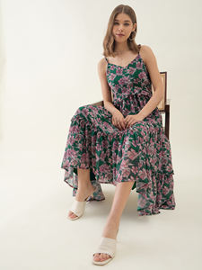 Vestido Maxi Estampado Floral Verde de Diseñador, Ideal para Oficina, Estilo Casual de Negocios, Disponible a un Precio Accesible - Product Image 4