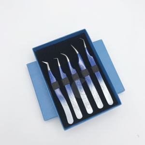 Haute qualité Ombre poudre revêtement argent pointe en acier inoxydable Extension de cils pince à épiler durable étiquette privée pointe pointue - Product Image 1