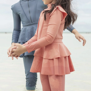 <b>Modest</b> Islamic 1-Piece Sport <b>Swimwear</b> Set Kids High Cut Bottom Eco-Friendly Material Front Zipper Summer Beach Full Coverage - Product Image 5