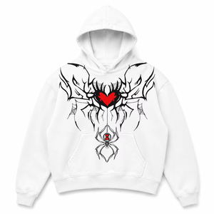 Custom Optic <b>White</b> Unisex Oversized Spider Heart Graphic Winter Front Pullover Hoodie Heavyweight Fleece <b>Sweatshirt</b> Blank - Product Image 4