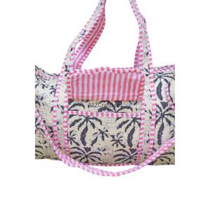 กระเป๋าเดินทางแบบมีซิป ผ้าฝ้ายแท้ 100% แบบควิลท์ สไตล์วินเทจ สำหรับออกกำลังกาย ท่องเที่ยว ชายหาด ฤดูร้อน ฤดูหนาว ฤดูใบไม้ผลิ สำหรับผู้หญิง - Product Image 5