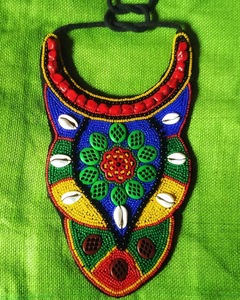 CRYSTAL CRAFT African Women Party Seed <b>Beads</b> Beaded Chain Statement Bib Necklace and Earring Jewelry <b>Set</b> - Product Image 2