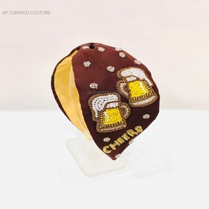 แถบผ้าโพกหัวปักลูกปัดหลากสีงานฝีมือสวยงามสำหรับงานปาร์ตี้ค็อกเทลกลางคืนผ้าคาดผมงานฝีมือระบายอากาศ - Product Image 2