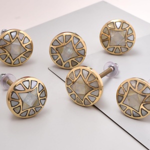 Wholesale Brass <b>and</b> MOP Cabinet <b>Knobs</b> Geometric <b>Drawer</b> Door <b>Pulls</b> Decorative Furniture Handles Mother of Pearl <b>Knobs</b> - Product Image 1