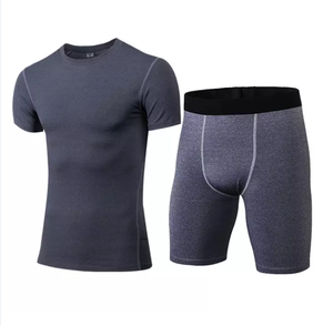 Conjunto de Compresión de Manga Corta Unisex Personalizado, Camiseta y Pantalones Cortos de Compresión de Secado Rápido, Transpirables, que Absorben la Humedad, para Gimnasio, 100% Poliéster - Product Image 6