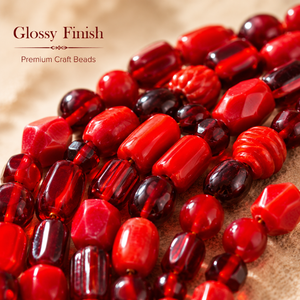 Elegant <b>Red</b> Glass <b>Beads</b> Strand Assorted Shapes and Sizes Smooth Plain Finish Loose <b>Beads</b> for Handmade Jewelry Making and Craft - Product Image 3