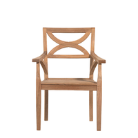 Chaise de salle à manger simple en teck massif avec dossier en forme de croissant et structure robuste à emboîtement