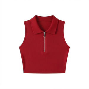 Débardeur formel noir côtelé à col rond pour femme Ostriya, couleur unie, longueur normale, en toile écologique respirante - Product Image 2