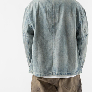 2026 Denim Jean <b>Jacket</b> High Quality Blue Oversized <b>Long</b> Denim <b>Jackets</b> Denim <b>Jacket</b> for <b>Man</b> Plus Size - Product Image 3