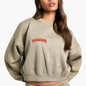 Sweat-shirt oversize à col rond et épaules tombantes pour femme, couleur unie, tricoté, manches longues, respirant, style automne - Product Image 1