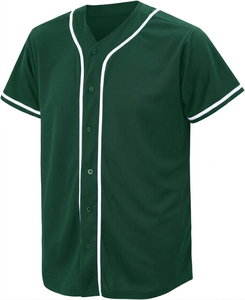 Camiseta Deportiva de Béisbol Verde Personalizada para Hombre, Uniforme de Equipo con Botones, Transpirable, de Poliéster - Product Image 1