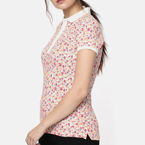 Chemises polo pour femmes en coton 100% imprimé, coupe élégante et confortable, tissu respirant et doux, parfaites pour les tenues décontractées de tous les jours - Product Image 4