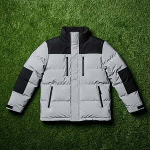 Men <b>White</b> Black Color Block <b>Puffer</b> <b>Jacket</b> Quilted Winter Coat Stand Collar Full Zip Insulated Outdoor Casual <b>Jacket</b> - Product Image 5