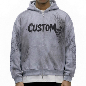 เสื้อฮู้ดดี้ปักลายแบบดิสเทรส แบรนด์ Glory ประดับคริสตัล ซันเฟด คุณภาพพรีเมียม ผ้าฝ้าย 100% ซิปหน้า สำหรับสตรีทแวร์ - Product Image 6