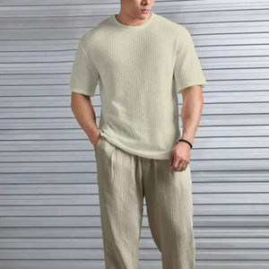 T-shirts en coton gaufré couleur personnalisée – Livraison rapide – Chemises en coton gaufré - Product Image 1