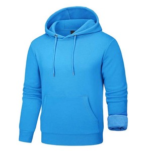 Sudadera con Capucha para Hombre, Color Sólido, Corte Regular, Felpa, Informal, para Otoño, Diseño con Bolsillo Azul, Algodón, Sudaderas con Capucha para Hombre 2026 - Product Image 1