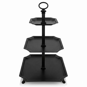 Golden <b>3</b>-<b>Tier</b> Round <b>Cake</b> <b>Stand</b> Metal Dessert Display Reusable Hand Wash Only Cupcake Holder Serving Tray For Parties & Home - Product Image 3
