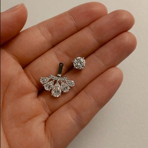 Moissanite Pear Shape Ear Jacket Front <b>Back</b> Moissanite Diamond Stud <b>Earrings</b> 925 Sterling <b>Silver</b> Wedding Jewelry - Product Image 1