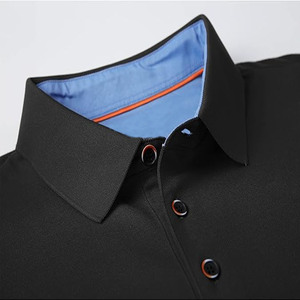 Camisa Casual de Color Negro Sólido para Hombre, Cuello Camisero, Tela Popelina, Ropa de Verano, Camisas de Algodón - Product Image 1