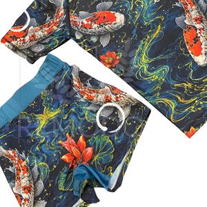 Ensemble Rashguard Homme Personnalisé OEM à Impression Intégrale pour Muay Thai, Manches Courtes, Séchage Rapide, Extensible dans les Quatre Sens, Évacuation de l'Humidité - Product Image 5
