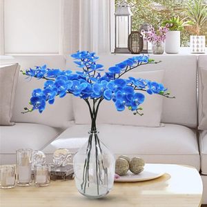 THAF-020 40 Inch Waterproof Latex <b>Artificial</b> Phalaenopsis Orchid Flowers Blue <b>Stem</b> Plants 9 Flowers Per <b>Stem</b> Home Decor - Product Image 6