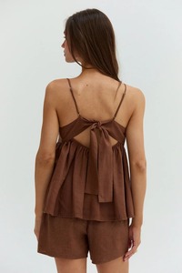 Womens <b>White</b> Cotton Vintage Pleated Bohemian Tie Back Camisole <b>Top</b> Spaghetti Strap ODM Summer Blouse Eco-Friendly - Product Image 2
