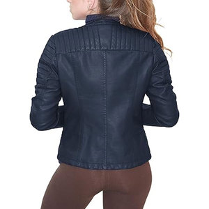 New Trendy Stylish Casual <b>Long</b> Quilted Sheep Skin <b>Leather</b> <b>Jacket</b> for Women Cotton Breathable Waterproof Windproof Zipper Closure - Product Image 1