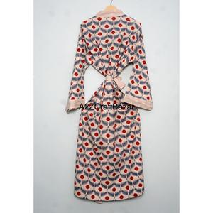 Kimono Tradicional con Estampado Floral 100% Algodón Puro para Mujer, Ropa de Dormir de Verano, Bata Casual para la Playa o la Noche, Cintura Elástica - Product Image 6