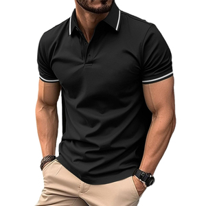 Chemises pour hommes en maille interlock unie, douces, confortables, à manches courtes, décontractées, respirantes, en mélange de coton premium, personnalisables - Product Image 1