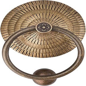 Antique Brass <b>Door</b> <b>Knocker</b> Round Striped Handle for <b>Front</b> <b>Door</b> Decoration Metal <b>Knockers</b> - Product Image 1