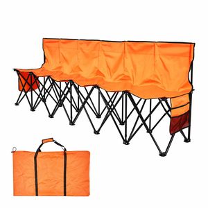 Panchina Pieghevole Leggera e Portatile a 6 Posti per Calcio con Tasche Laterali e Borsa per il Trasporto, Sedute da Bordo Campo per Terrazze - Product Image 1