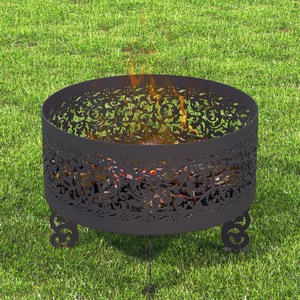 Brasero rond en acier inoxydable avec découpes décoratives, portable, pour camping et chauffage – Offre spéciale - Product Image 2