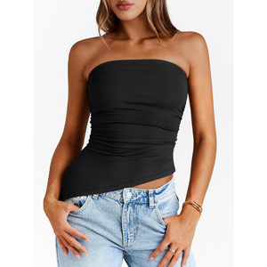 Tops cortos de verano 2026 para mujer, sin tirantes, tipo tubo, bandeau, básicos, sin espalda, sin mangas, diseño lindo, de punto, ropa de fiesta, estilo reina - Product Image 1