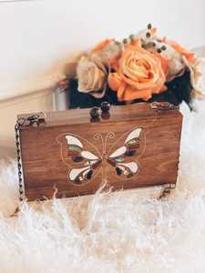 Luxury <b>Mother</b> of Pearl Inlay Bridal Clutch with Detachable Chain Strap - Product Image 3