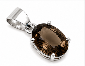 Smoky Quartz 925 Sterling Silver Pendant, Oval Faceted Brown Gemstone Pendant, Handmade Silver <b>Necklace</b>, - Product Image 2